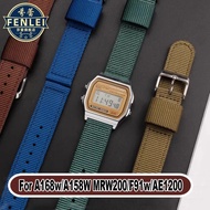 For Casio AE1200 AE1300 A168w/A158W MRW200/F91w AQ230 Bracelet woven nylon canvas watch strap 18mm M