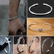 925 Silver Cross Cuff Bracelet Men Women Adjustable Stainless Steel Bangle Jewelry Gift