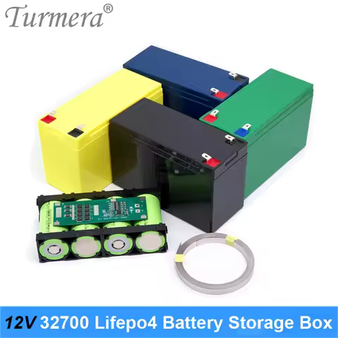 Turmera 12V 32700 Lifepo4 Battery Storage Box 4S 40A Balance BMS Nickel with Holder for Uninterrupte