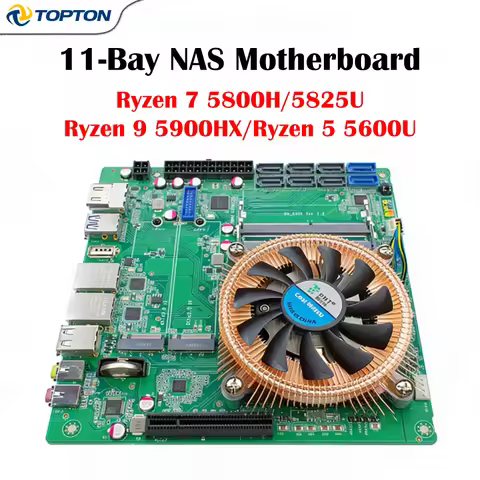 AMD Ryzen 7 5800H/5825U R9 5900HX 8-Bay NAS Motherboard 8*SATA 3*NVMe 2*2.5G LAN 2*DDR4 Gaming Firew