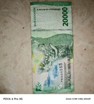 Nomor Seri Cantik dan Kartu Hadiah Uang Kertas Dua Puluh Ribuan. 100% Original Bank Indonesia