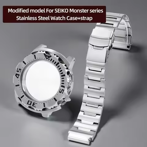 Modified Stainless Steel Watch Case+strap For SEIKO Monster series SRPH75K1 SKX781 watch Fine steel 