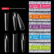 240pcs XXL Extra Long False Nails Clear Coffin/Stiletto/Stiletto Nail Tips Full Cover 6styles Capsul