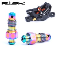 Risk 2 pcs M6 MTB Bike Hydraulic Disc Brake Exhaust Bolts Titanium Alloy Bicycle Brake Clip Oiling and Bleed Screw