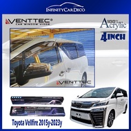 Venttec Premium Acrylic 3mm Door Visor (Made in Malaysia) 4" Compatible With Toyota Vellfire (AH30) 