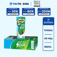 Thùng 48 Hộp Sữa Nestlé Milo Ít Đường (180ml/ Hộp)