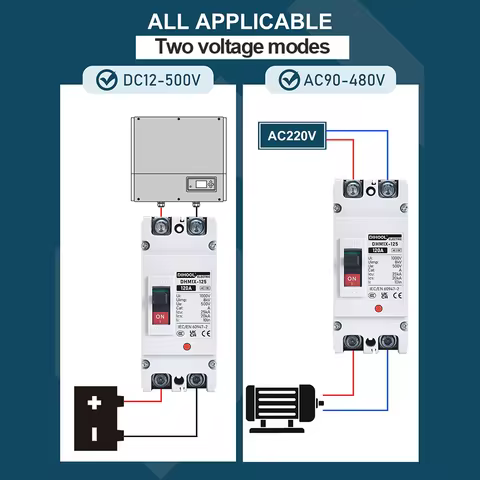 DC MCCB 500V 25KA Molded Case circuit breaker 100A 160A 200A 250A Photovoltaic PV Battery DC/AC Circ