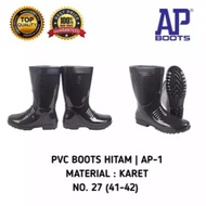 AP Boots AP 1 Black PVC Boots No.27 AP Boots AP 1 Black PVC Rubber Boots Mid-Calf Height Rain Boots 