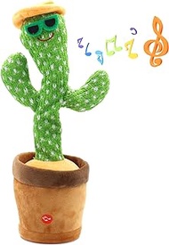 120 Songs Dancing Singing Mimicking Cactus Toy Parrot Cactus That Can Sing and Dance for Babies Kids,Funny Tiktok Wiggle Cactus Talking Toy Dancing Cactus Plush in Pot Early Education Birthday Gift