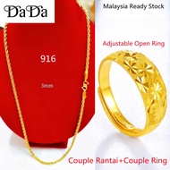emas 916 original malaysia rantai leher perempuan Gold Necklace Women's Gold Heart Pendant Chain Lov