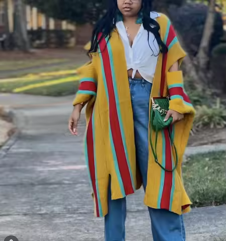 Women's Winter Fashion Open Front Cardigans Fashion Plus Size African Blogger Warm Loose Kimonos Qua