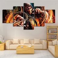 HSART Wall Artwork Modular Hang Painting HD Picture 5 Pieces Mortal Kombat Game Canvas Poster Bedsid