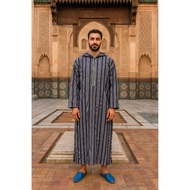 Djellaba.id Umrah Gamis Muslim Clothes Prayer Robe Hoodie Jalabah Kapucong Moroccan Men's Flannel Na