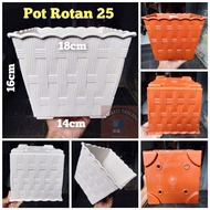 Rattan Pot 25 CJP Square Pot 25 Square Pot 25 Sides 25 Woven Motif