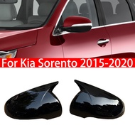 For Kia Sorento 2015-2020 Car Rearview Side Mirror Cover Wing Cap Exterior Door Rear View Case Trim Sticker Carbon Fiber Black