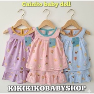 NEWEST 3pcs baby doll cainito ruffle frill motif full print lace round collar SML 0-24 months cute s