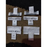 TAG fashion bug size label uk.(1x5)cm uk.(2.5x5)cm