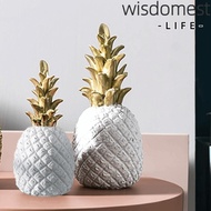 WISDOMEST nordic pineapple desktop decor, solid resin construction metallic golden leaf top resin pi