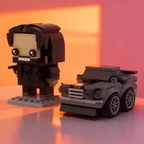 311pcs MOC John Wick + Fordes Mustangs BrickHeadz Model Building Blocks Construction Christmas Gifts