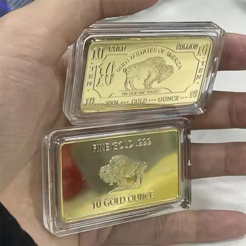 10oz Fine Gold Replica Gold Clad Buffalo Bar NEW Factory Price Bullion 24k Gold Bar Metal Coin Golde