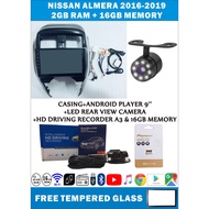 NISSAN ALMERA 2016-2019 ANDROID PLAYER 9''(2G+16G)+CASING+LED REAR VIEW CAMERA+RECORDER