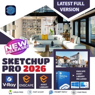 Game🔥SketchUp Pro 2026 Latest Full Version | V-Ray 7.2 | Enscape 4.13 | Enscape Asset Library | LayO