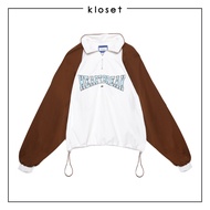 Kloset Design Heaty Break Quarter-Zip Pullover (LS2-25-T012) เสื้อคลุมผ้าร่ม ดีเทลปักฟูลายกราฟิก “H