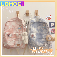 LOMOGI Retro tie-dye backpack large-capacity Korean style women's bag student backpack