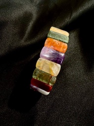 祝願。多寶 手排 七脈輪 紫水晶 黃膠花 紅兔毛 水晶 手鏈 手環