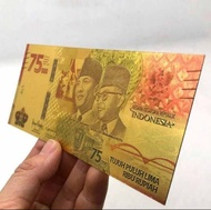 Souvenir Uang Antik 75000 Gold Foil edisi khusus Soekarno