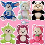 Hychumey 28-65cm Teddy Tales Bear Cosplay Lotso Stitch Kuromi Rabbit Plush Doll Strawberry Bear Plus