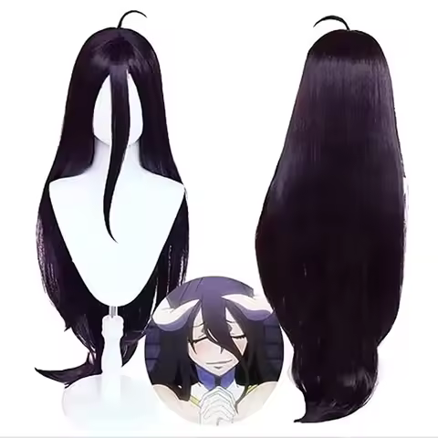 100 cm Albedo Cosplay perruque Anime Overlord Cosplay Albedo perruques violet foncé noir perruque ré