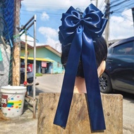 Bow 2-Layer 6-Pointed Big Ribbon Size 2 Inches Width 14 Cm.long Tail 30 Cm. There Are 2 Hair Clips T