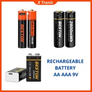 Beston Rechargeable Battery AA AAA 1.2V Ni-MH Quality OEM Rechargeable Battery 1.5V 9V Rechargeable