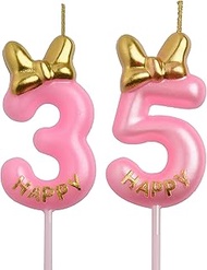35th 53rd Birthday Candles, Pink 53 35 Year Old Cake Topper Cute Number Birthday Candles, Birthday P