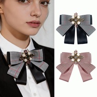 Classic JK Plaid Bow Ties British Collegiate Style Students Houndstooth Peals Neckties with Pins for