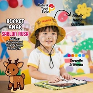 Custom Deer Screen Printed Children's Bucket with Name Embroidery for Ages 4 - 6 Years I Kindergarte