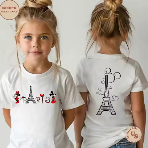 Disney Paris Toddler 100% Cotton T-Shirt Disney Paris Trip Shirt Valentine's Day Gift Mickey Minnie 