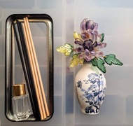 【中國風花瓶-琉璃紫菊】磁鐵 ∕ 冰箱貼 ∕ 擴香瓶