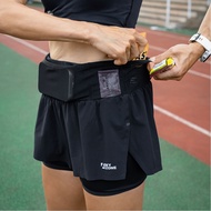 [A-MYZONE] Women's Fake Two-Piece Anti-Exposure Three-Point Shorts Sports Antibacterial Running Pant