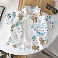 Boy Printed Short-Sleeved Shirt Summer Vacation Style Short-Sleeved Shirt Little Boy Short-Sleeved T