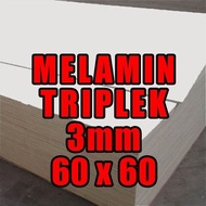 Melamin Putih Glossy Ukuran 60x60 cm Papan kayu Triplek 3mm