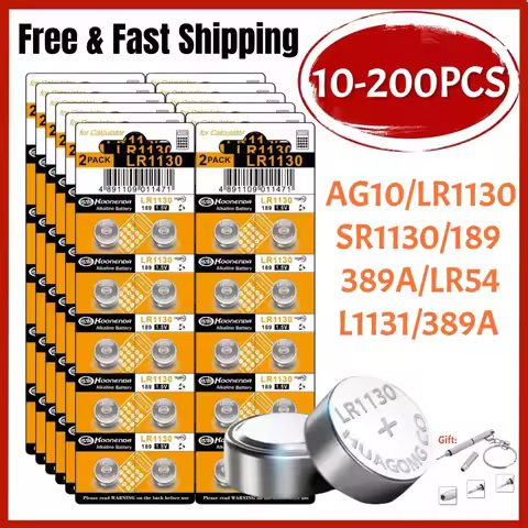 10-200Pcs AG10 LR1130 Button Cell Coin Batteries 389A LR54 L1131 SR1130 1.55v High Capacity Battery 