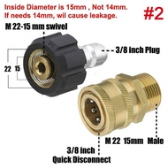 HODRD. Pressure Washer Adapter M22 14mm 15mm Swivel to 3/8 inch Quick Connector Coupler