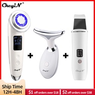 ◎✱CkeyiN LED Phototherapy Beauty Device+EMS Neck Lifting Machine+Ultrasonic Skin Scrubber Facial Mas