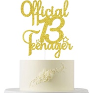 Gold 13 Official Teenager Cake Topper, Happy 13th Birthday Cake Topper, 13 Slaps No Cap 13th Birthda