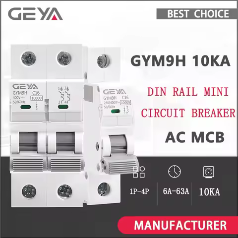 GEYA GYM9H 10KA MCB 1P 2P 10A 16A 25A 63A Circuit Breaker 220V C Curve China Manufacturer CE CB SAA 