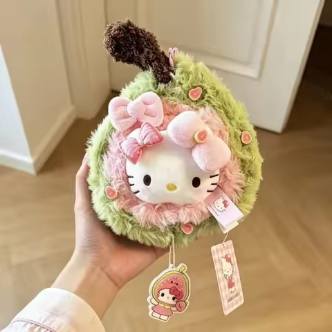 Sanrio Hello Kitty Guava Pink Keychain Charm, Kawaii Exquisite Mini Resin Figurine, Bag Purse Hangin