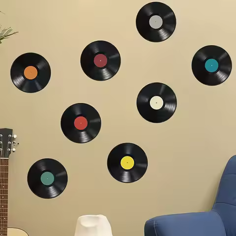 Wall Stickers Vinyl Record Decal Mural for Home Studio Room, Discs Hip Hop Rock 70S 80S 90S Retro De
