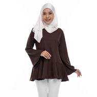 AQEELA Muslimah Panelled Blouse - Brown (qb143a)